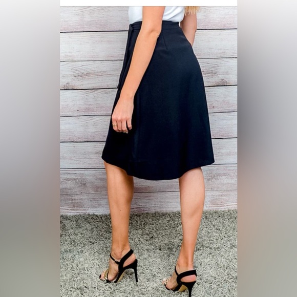 NWT Black Wrap skirt with Ring Cinch Belt A Line Bohemian Midi Skirt - Picture 3 of 5